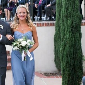 Strapless long Amsale Brideamaid dress light blue size 2
